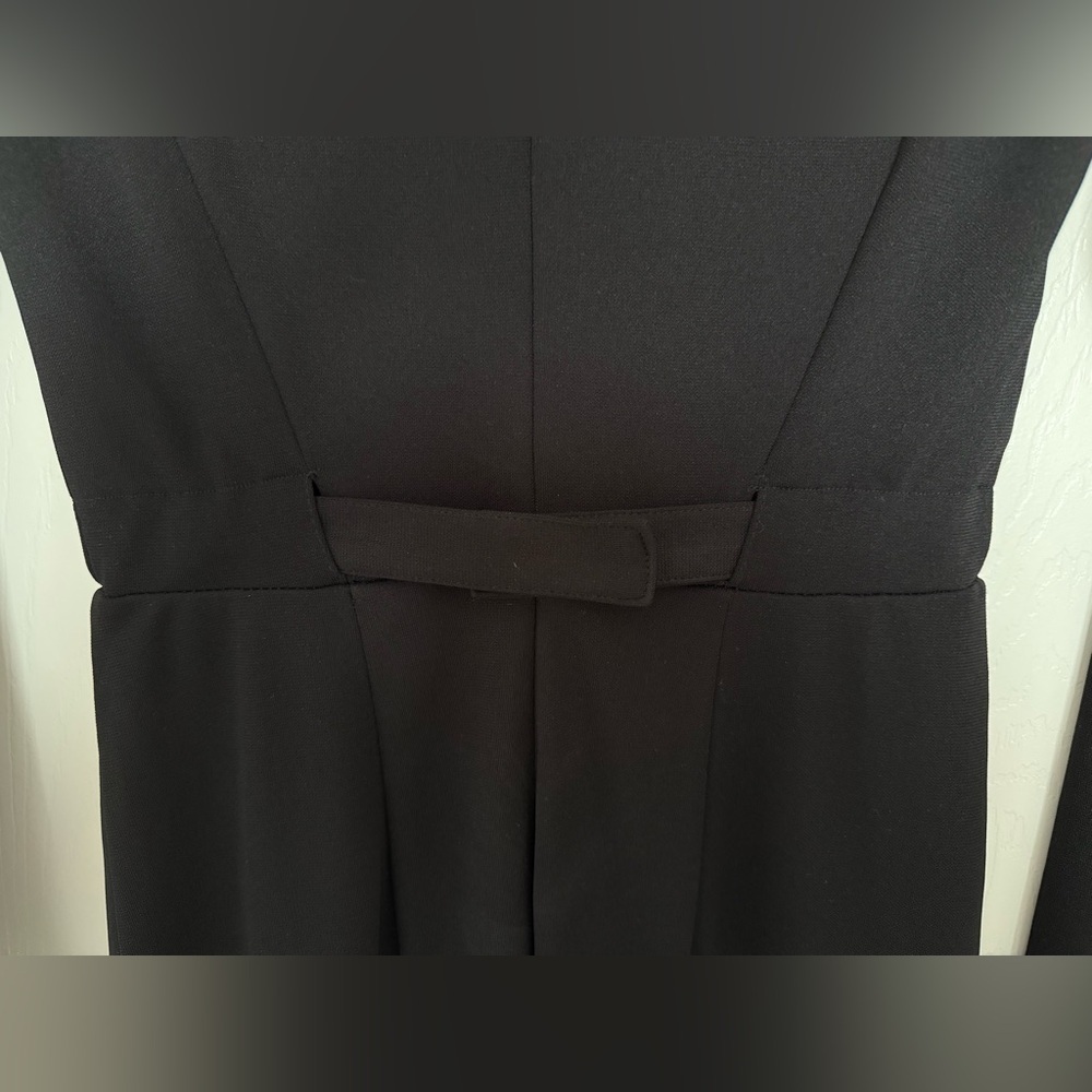 H&M Black Maxi Long Sleeve Slit Belted Gown V- Neck Formal Party Dress size 4 - Picture 7 of 8